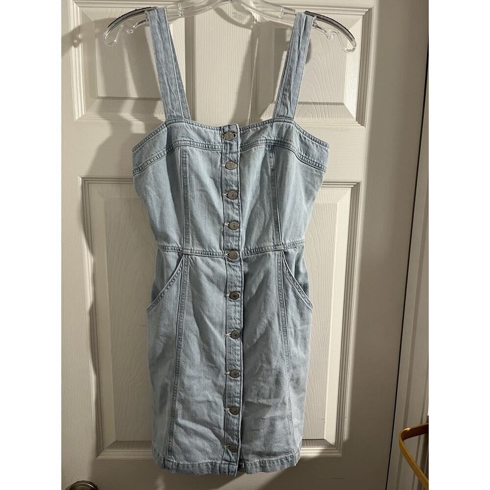 NWT Levi's Womens Drea Dress XS Lightwash Elastic Back Adjustable Strap Blue